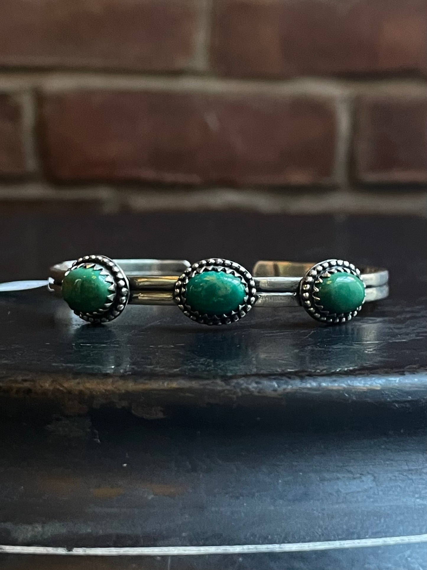 Kingman Turquoise 3-Stone Adjustable Cuff | Sterling Silver | A788