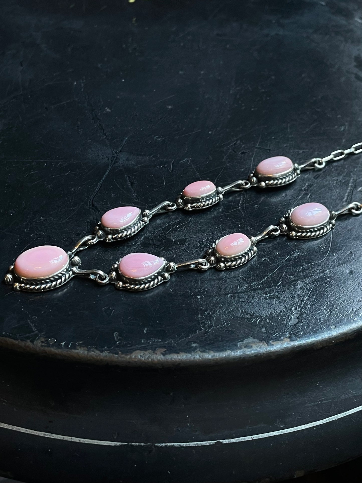 Pink Conch Lariat Necklace | 925 Sterling Silver E349