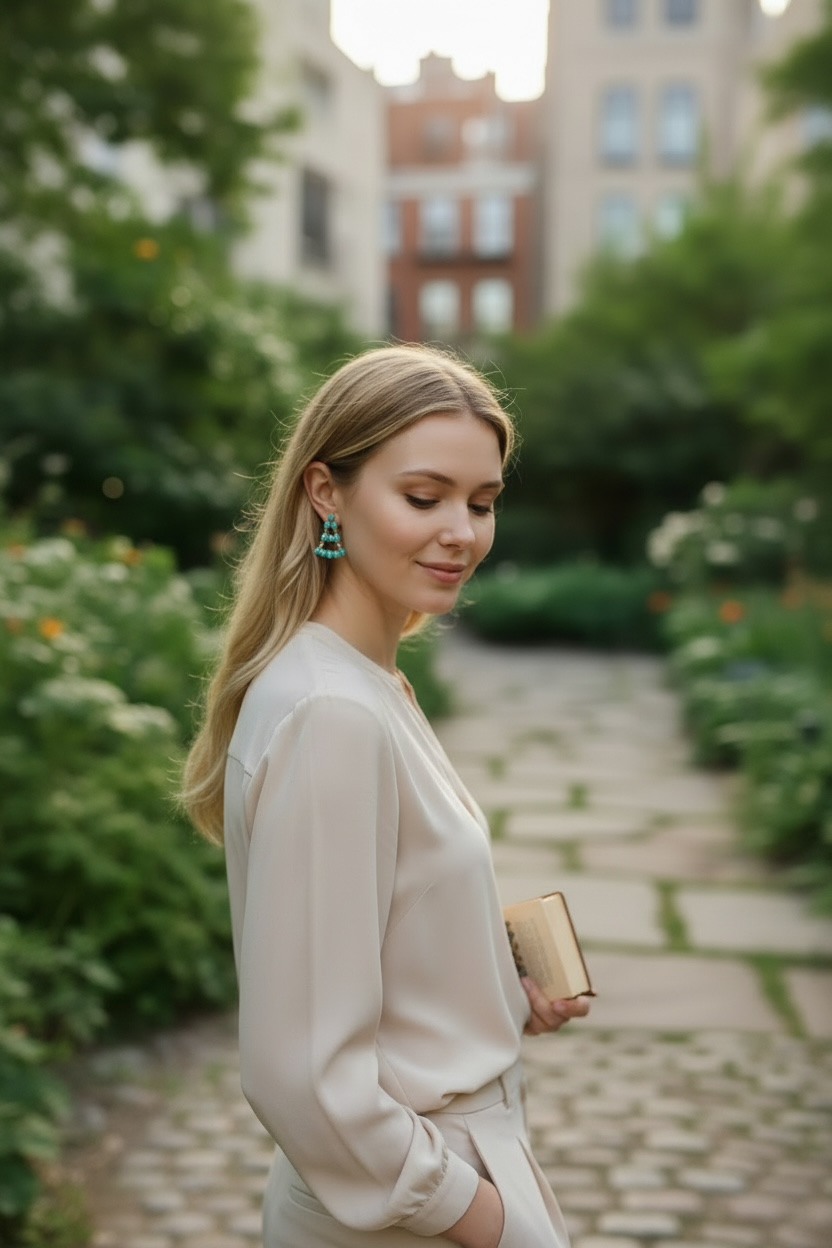 Kingman Turquoise Chandelier Stud Earrings | 925 Sterling Silver B971