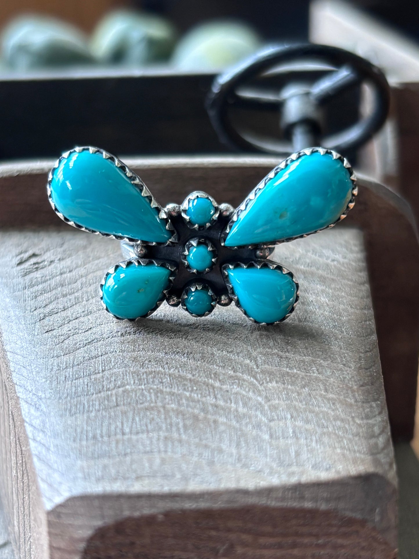 Turquoise Butterfly Ring Size 6 | 925 Sterling Silver A102