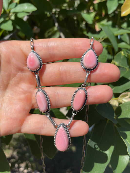 Pink Conch Drop Necklace | Sterling Silver D124
