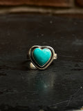 Kingman Turquoise Heart Ring Size 7.75 | 925 Sterling Silver Southwest E113