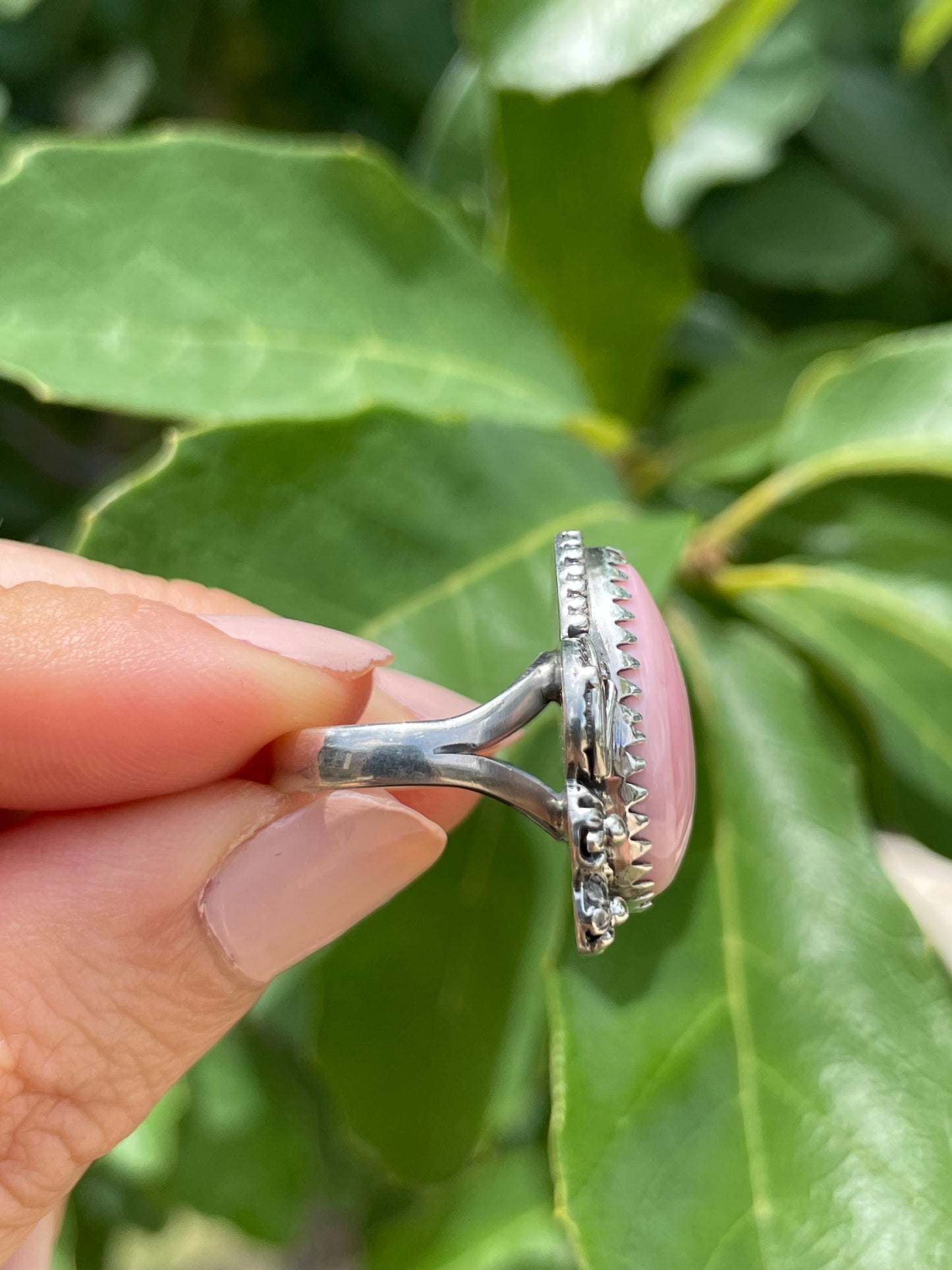Pink Conch Tear Drop Ring Size 4 | 925 Sterling Silver D182