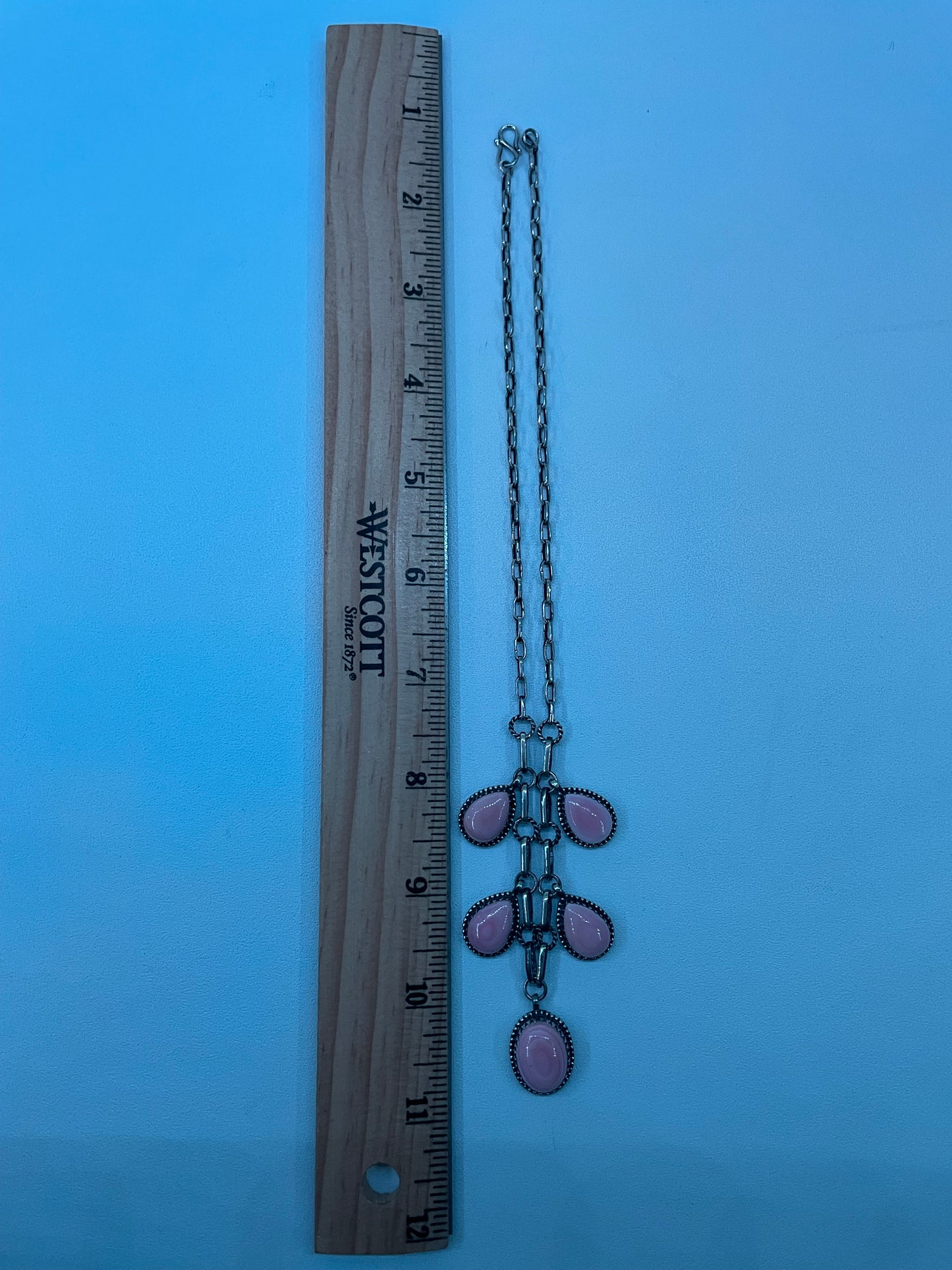 Pink Conch Lariat Necklace | 925 Sterling Silver E341