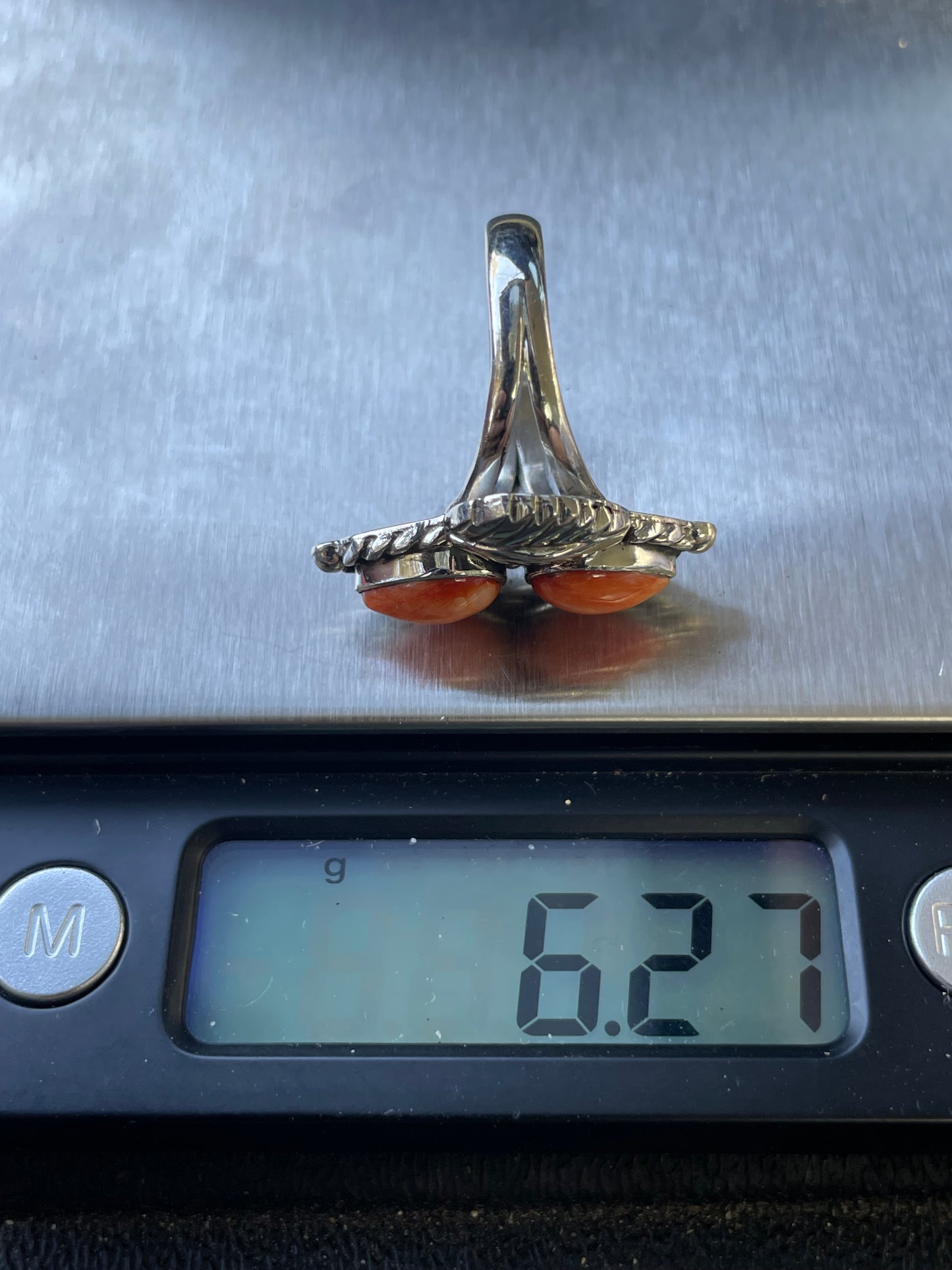 Spiny Oyster Feather Ring Size 9 | 925 Sterling Silver B679