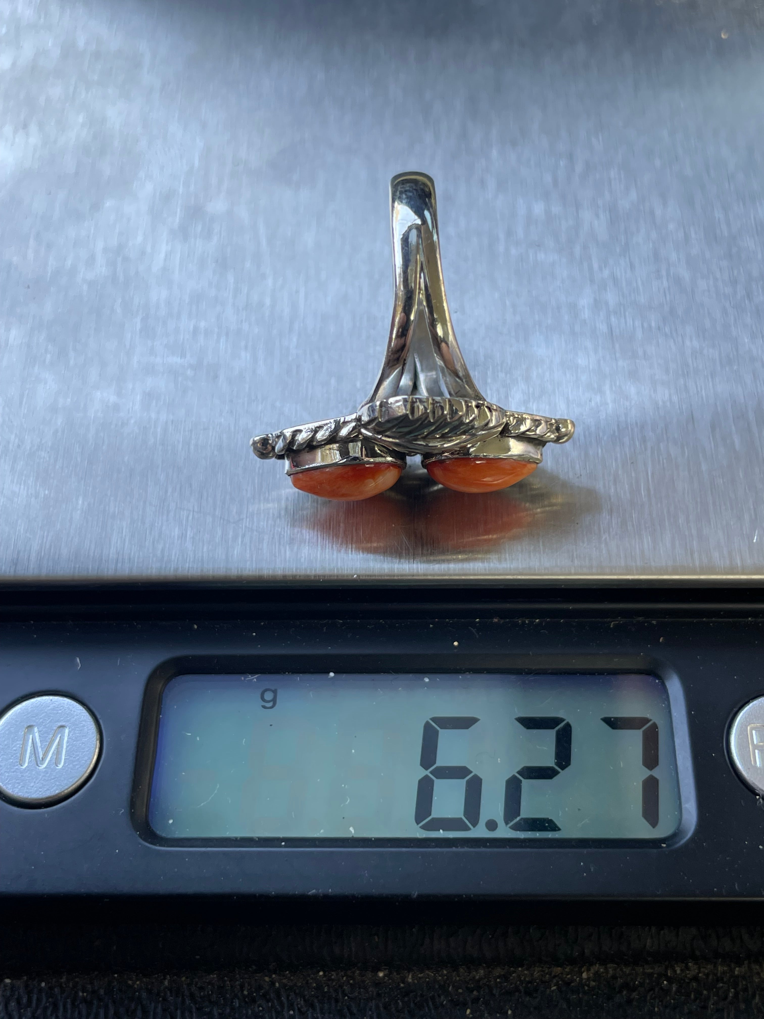 Spiny Oyster Feather Ring Size 9 | 925 Sterling Silver B679