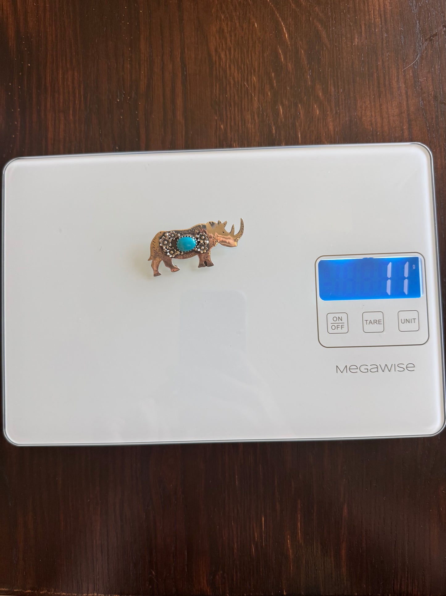 Turquoise Rhinoceros Pendant | 925 Sterling Silver A579