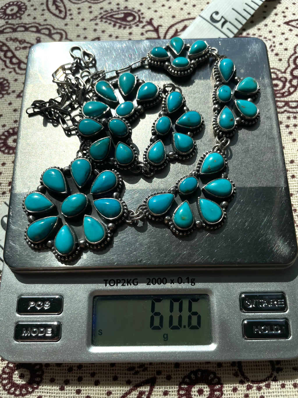 Kingman Turquoise Flower Necklace | 925 Sterling Silver G398
