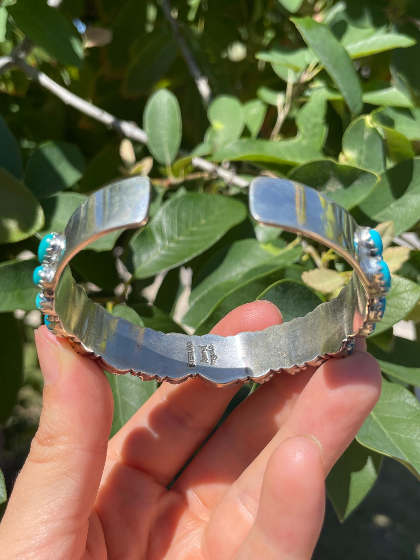 Kingman Turquoise Cluster Cuff Bracelet | Sterling Silver D143