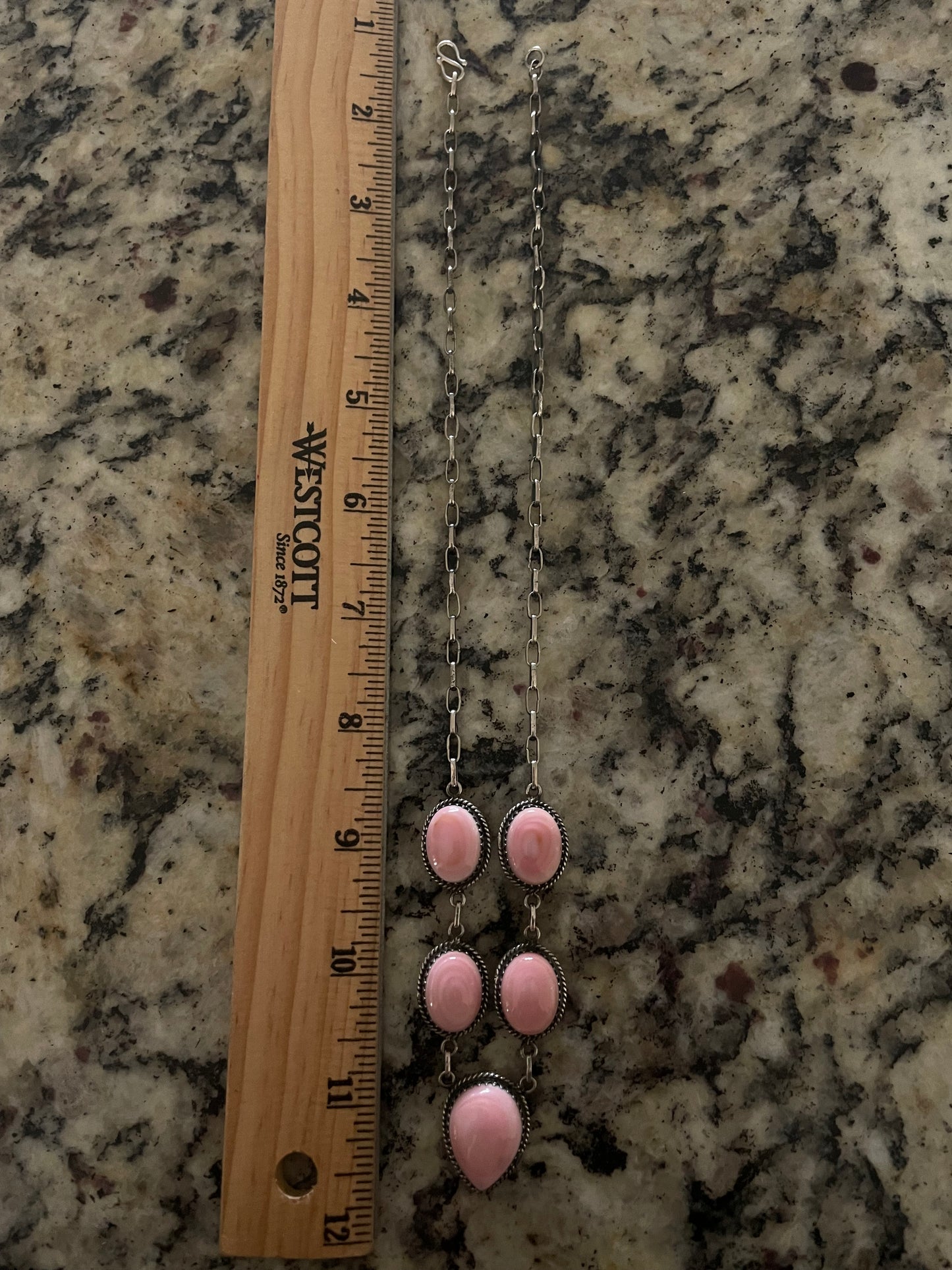 Pink Conch Lariat Necklace | 925 Sterling Silver E366