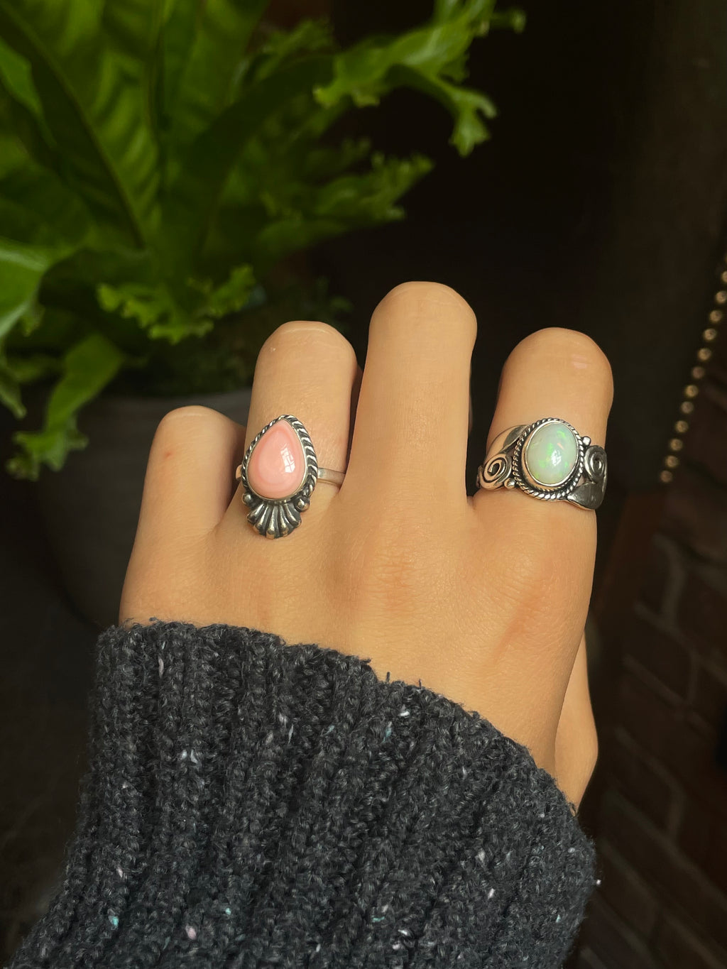 Pink Conch Tear Drop Ring Size 8 | 925 Sterling Silver G140
