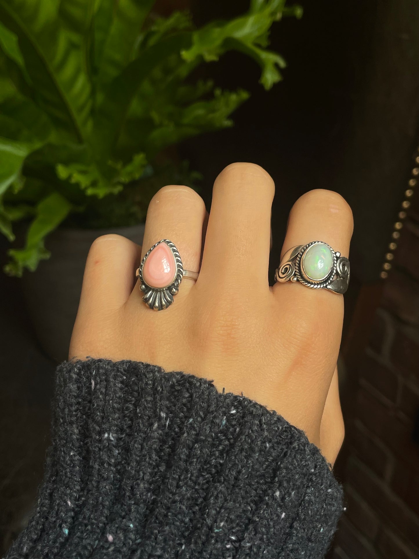Pink Conch Tear Drop Ring Size 8 | 925 Sterling Silver G140