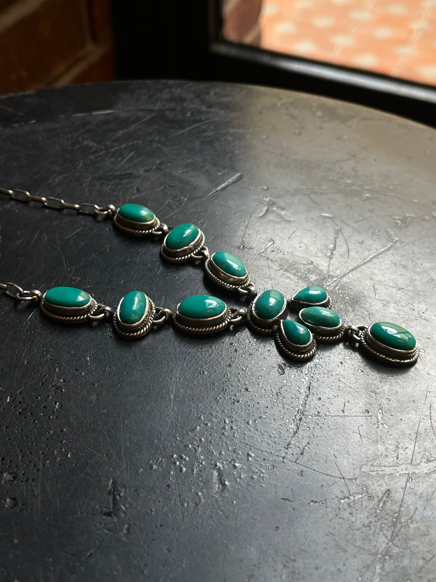 Kingman Turquoise Drop Necklace | 925 Sterling Silver E630