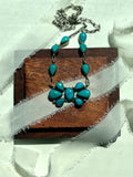 Kingman Turquoise Cluster Lariat Necklace | 925 Sterling Silver G591