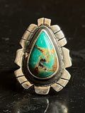 Turquoise Tear Drop Ring Size 8.5 | 925 Sterling Silver G273