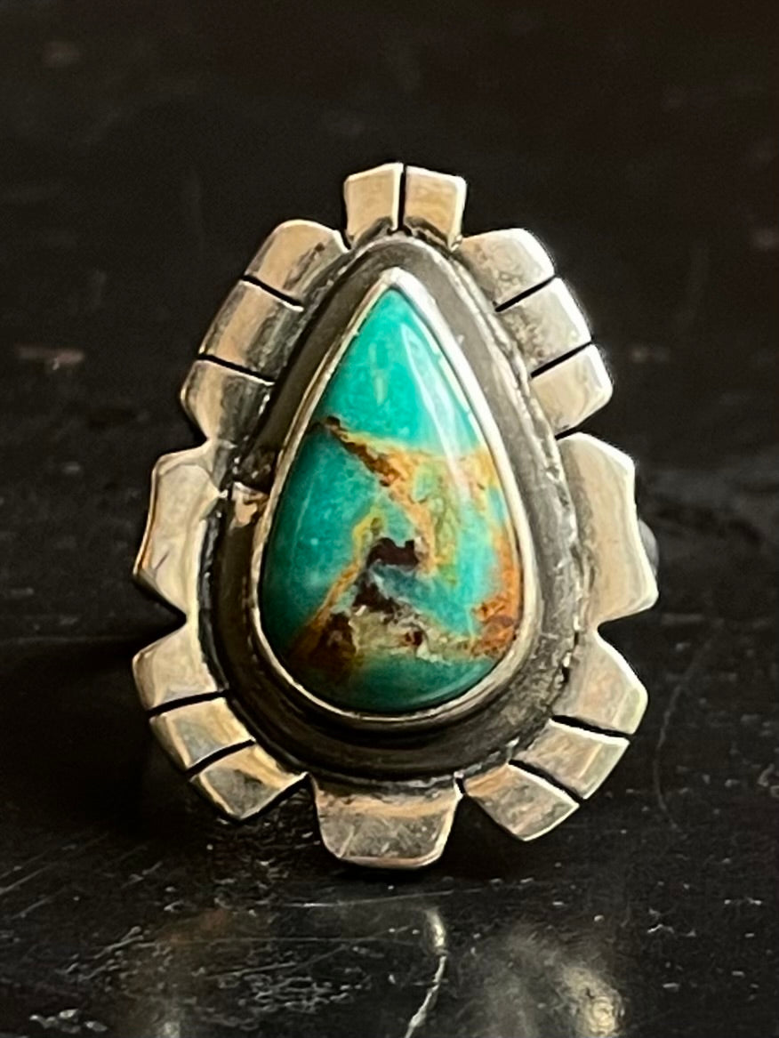 Turquoise Tear Drop Ring Size 8.5 | 925 Sterling Silver G273