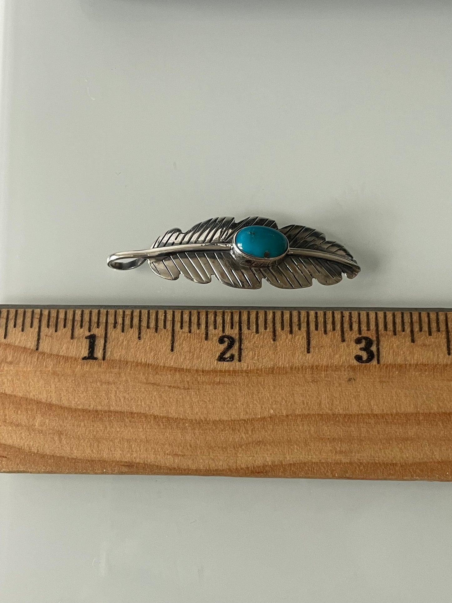 Turquoise Feather Pendant | 925 Sterling Silver E517
