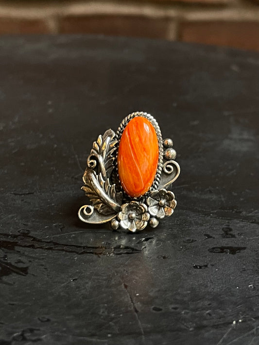Spiny Oyster Floral Ring Size 6 | 925 Sterling Silver Southwest E168