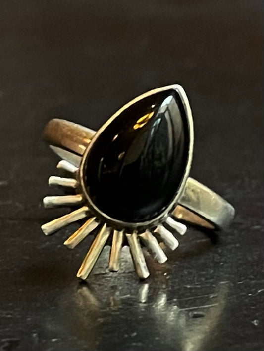 Black Onyx Ring | Sterling Silver | Size 6 G328