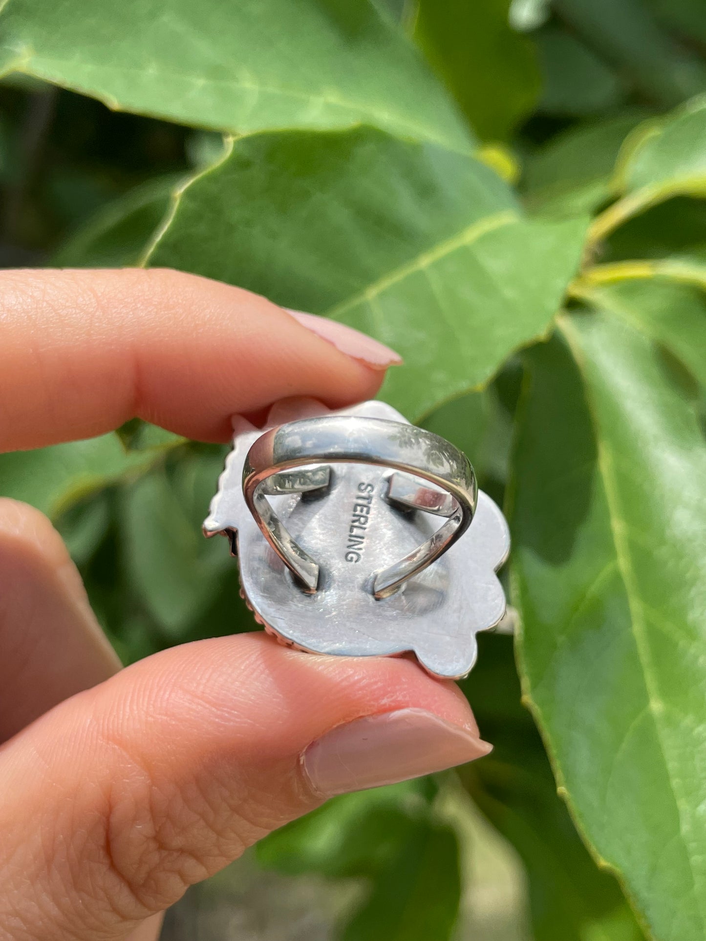 Pink Conch Tear Drop Ring Size 4 | 925 Sterling Silver D182