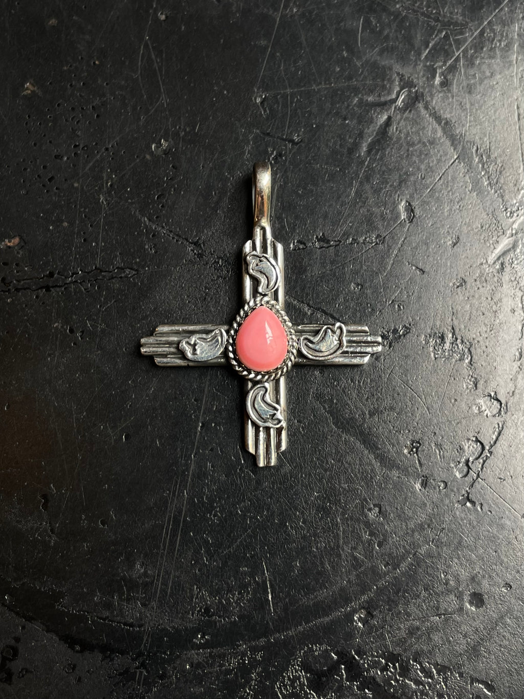 Pink Conch Cross Pendant | 925 Sterling Silver C966
