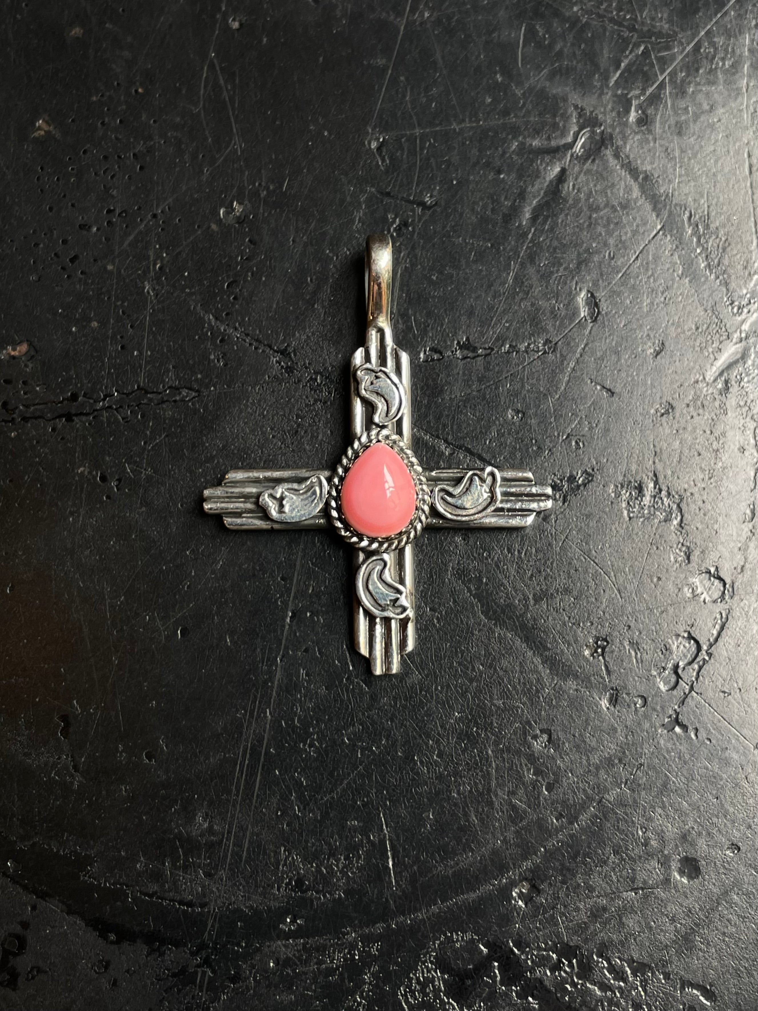 Pink Conch Cross Pendant | 925 Sterling Silver C966