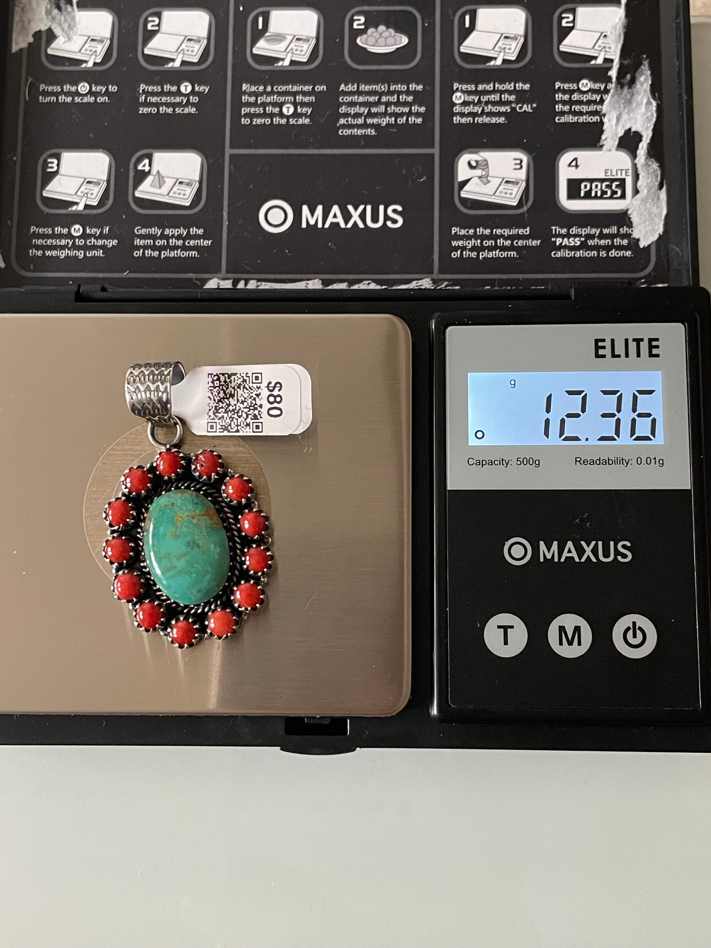 Kingman Turquoise Coral Cluster Pendant | Sterling Silver | A523