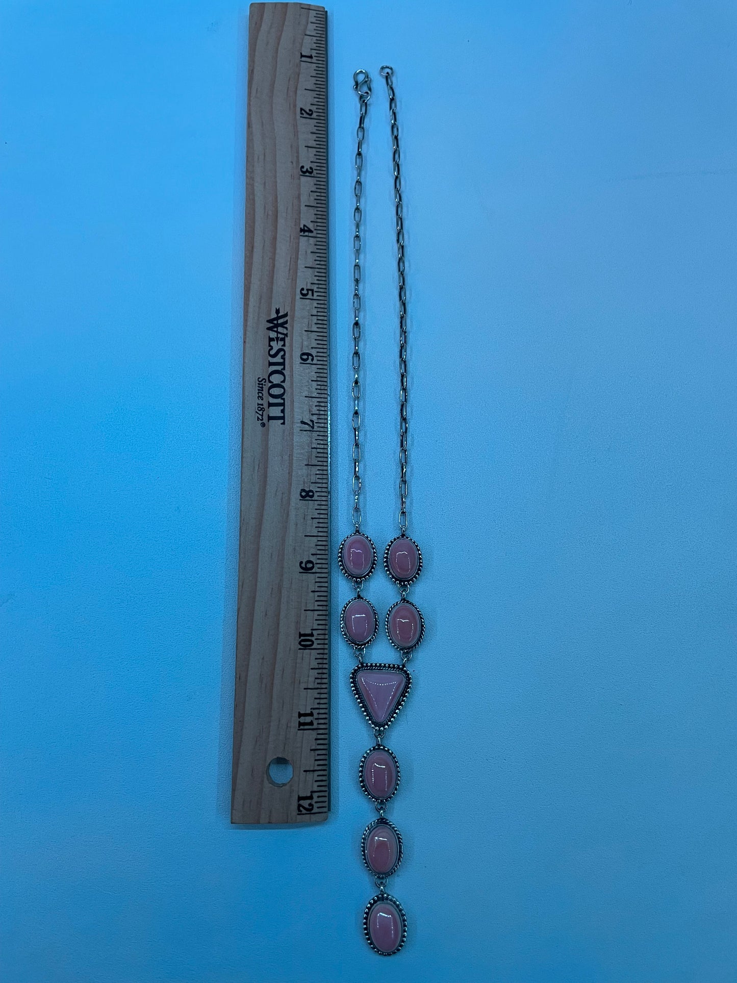Pink Conch Lariat Necklace | 925 Sterling Silver E340