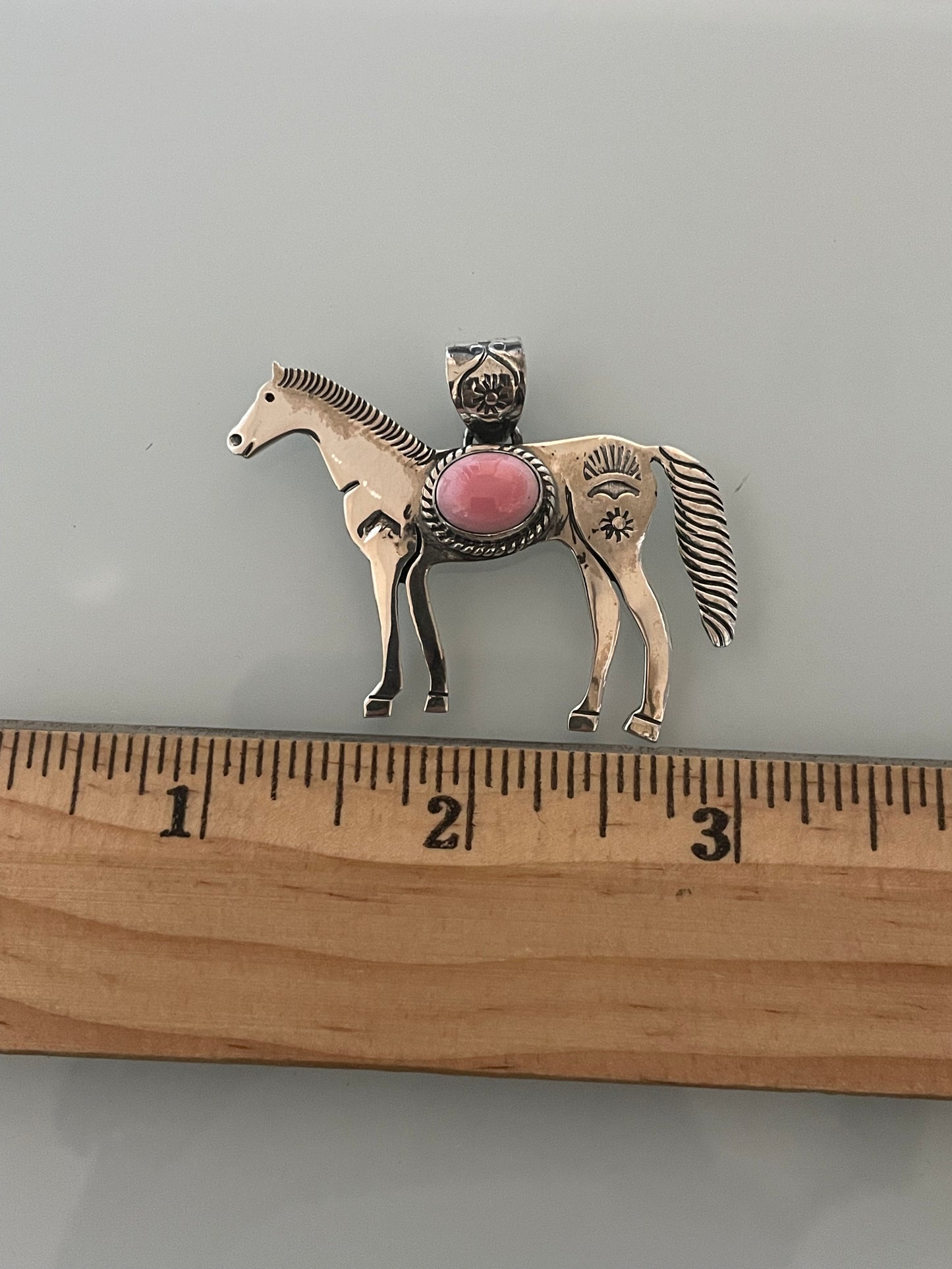 Pink Conch Horse Pendant | 925 Sterling Silver E248