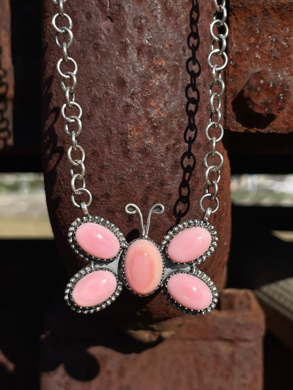 Pink Conch Butterfly Necklace | Sterling Silver E827