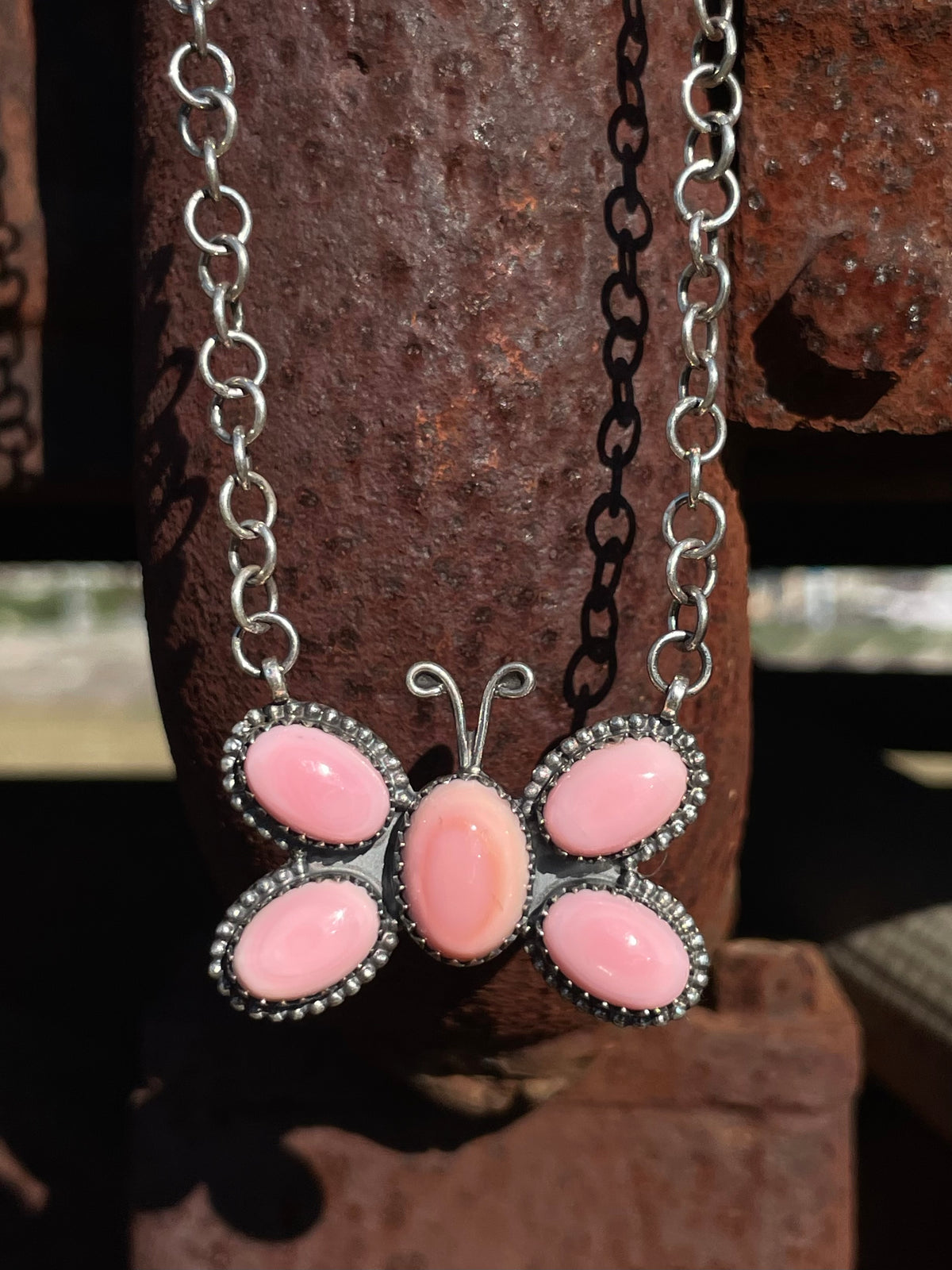 Pink Conch Butterfly Necklace | Sterling Silver E827