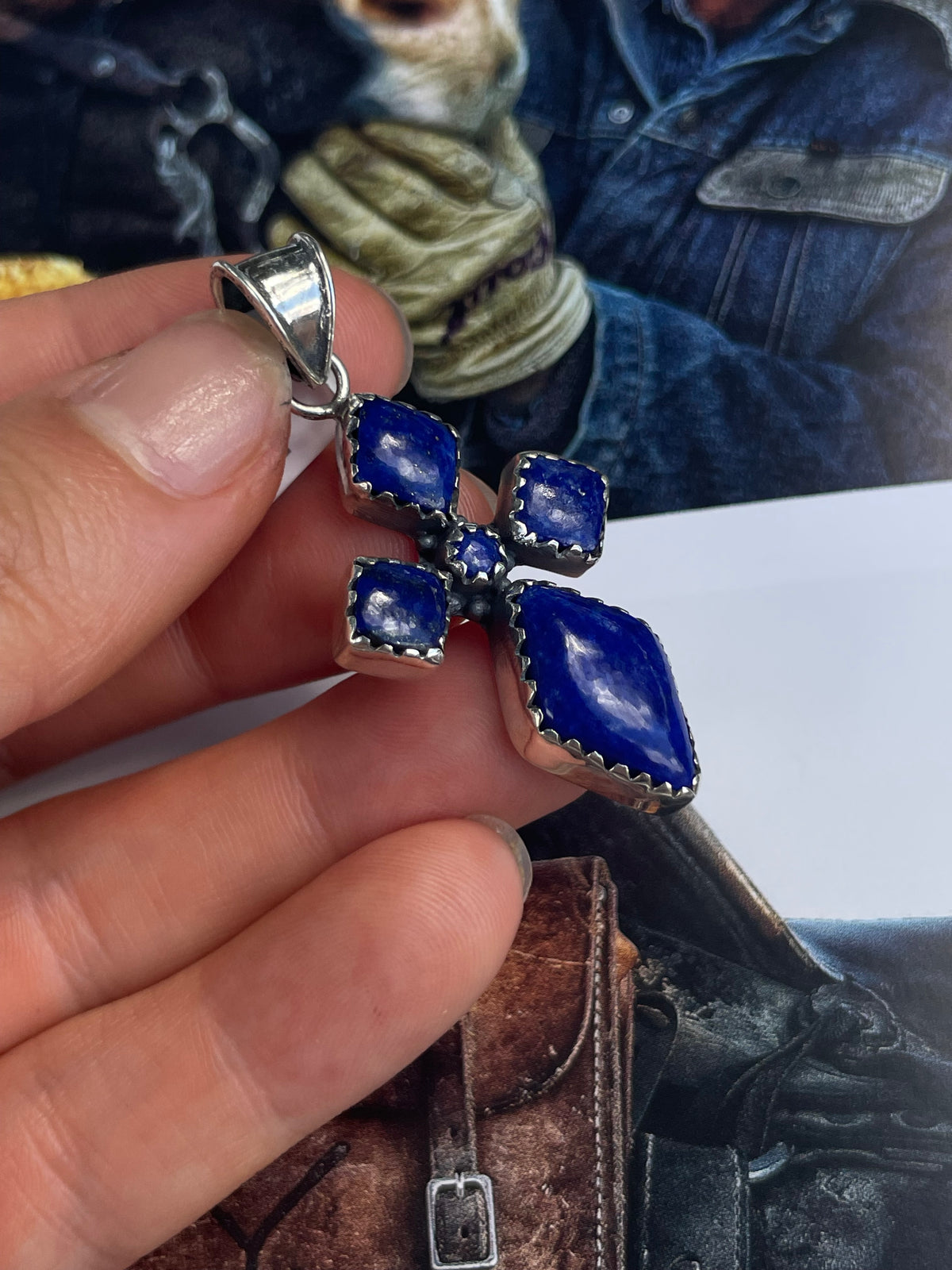 Lapis Lazuli Cross Pendant | 925 Sterling Silver D249