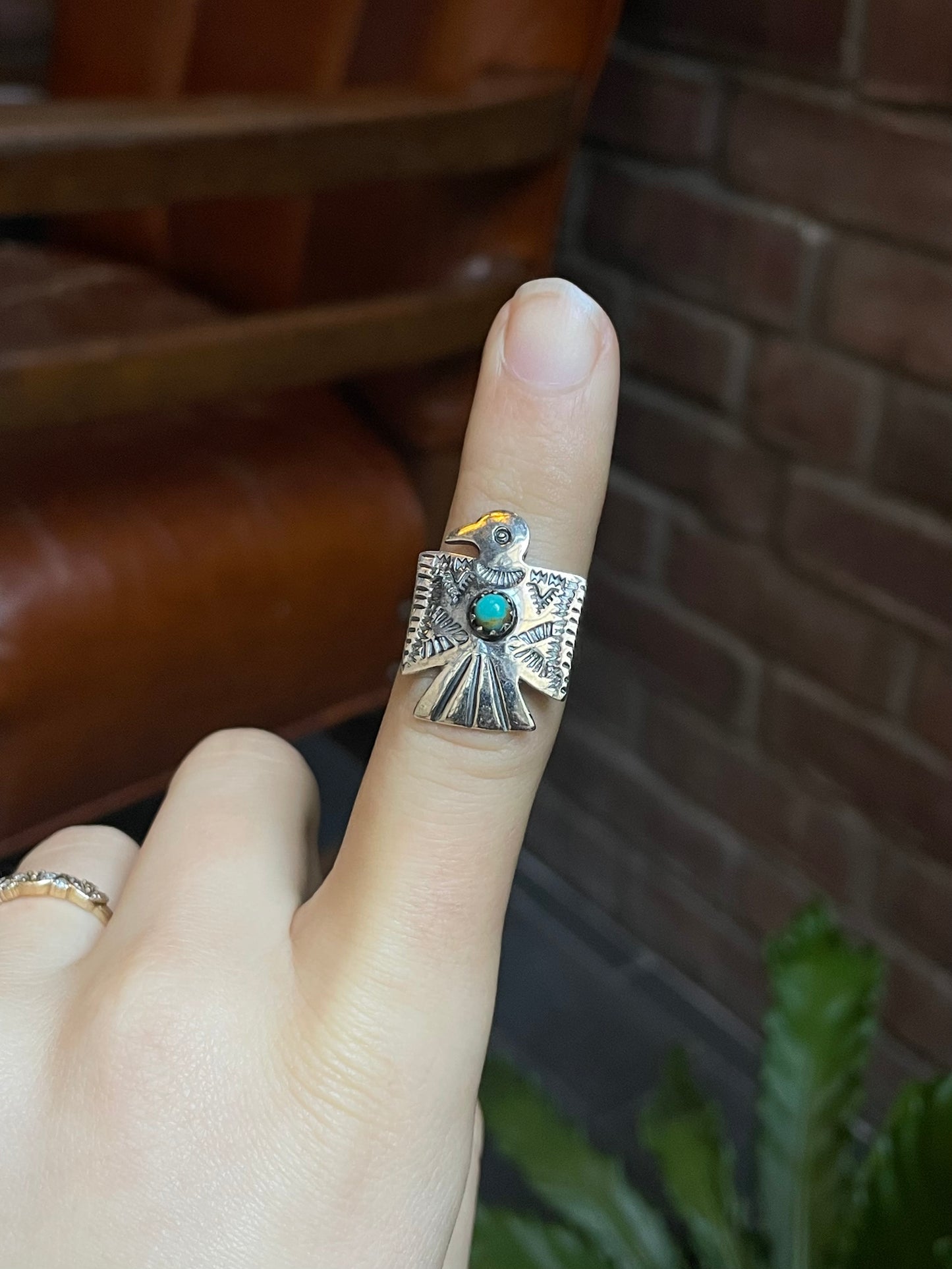 Turquoise Thunderbird Ring | 925 Sterling Silver Size 7 E471