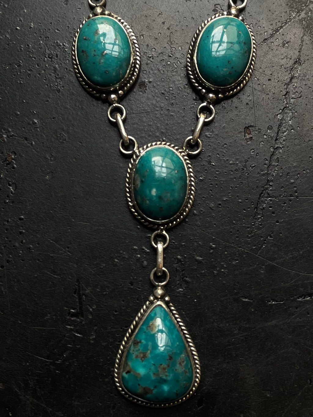 Kingman Turquoise Lariat Necklace | 925 Sterling Silver G408