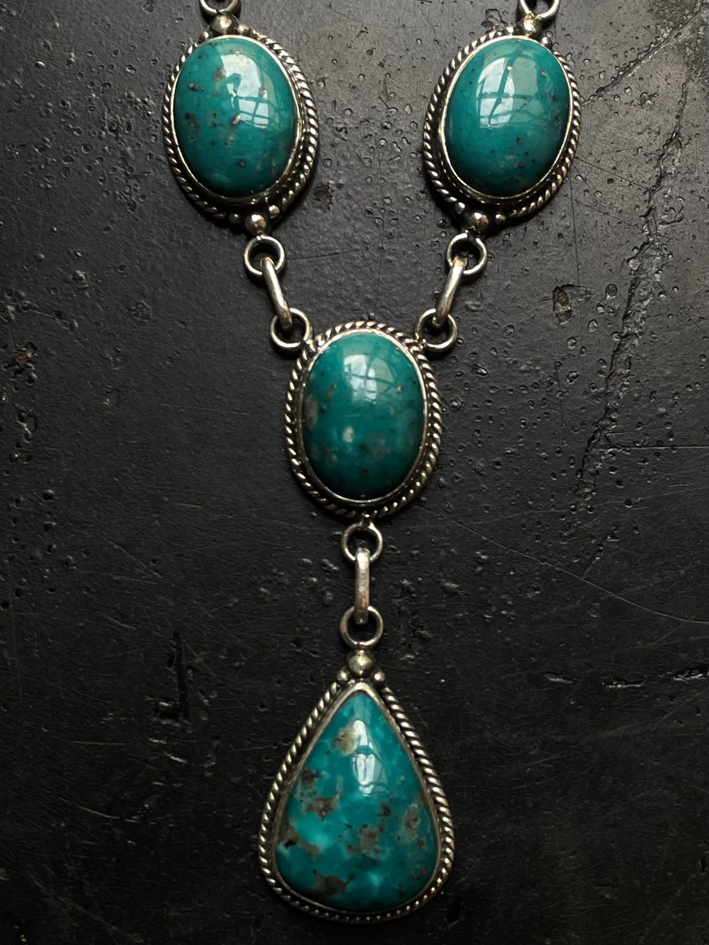 Kingman Turquoise Lariat Necklace | 925 Sterling Silver G408
