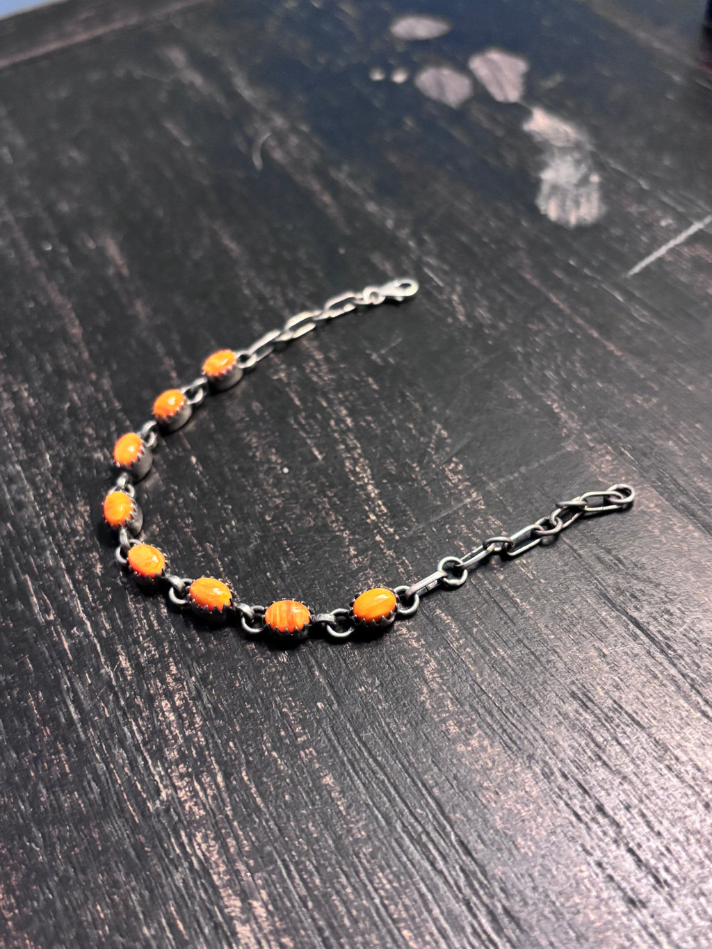 Spiny Oyster Link Bracelet | 925 Sterling Silver Southwestern Style A121