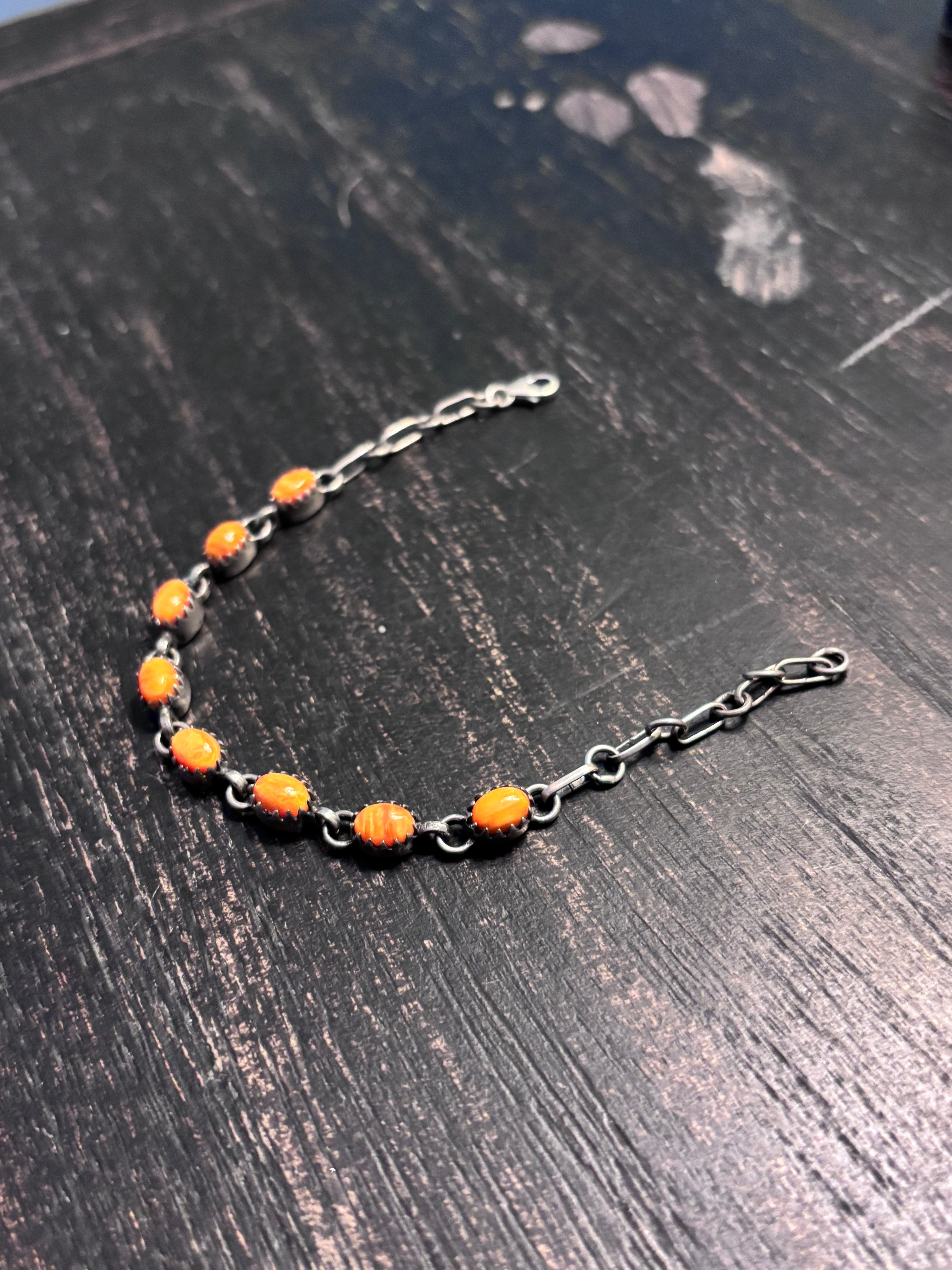Spiny Oyster Link Bracelet | 925 Sterling Silver Southwestern Style A121