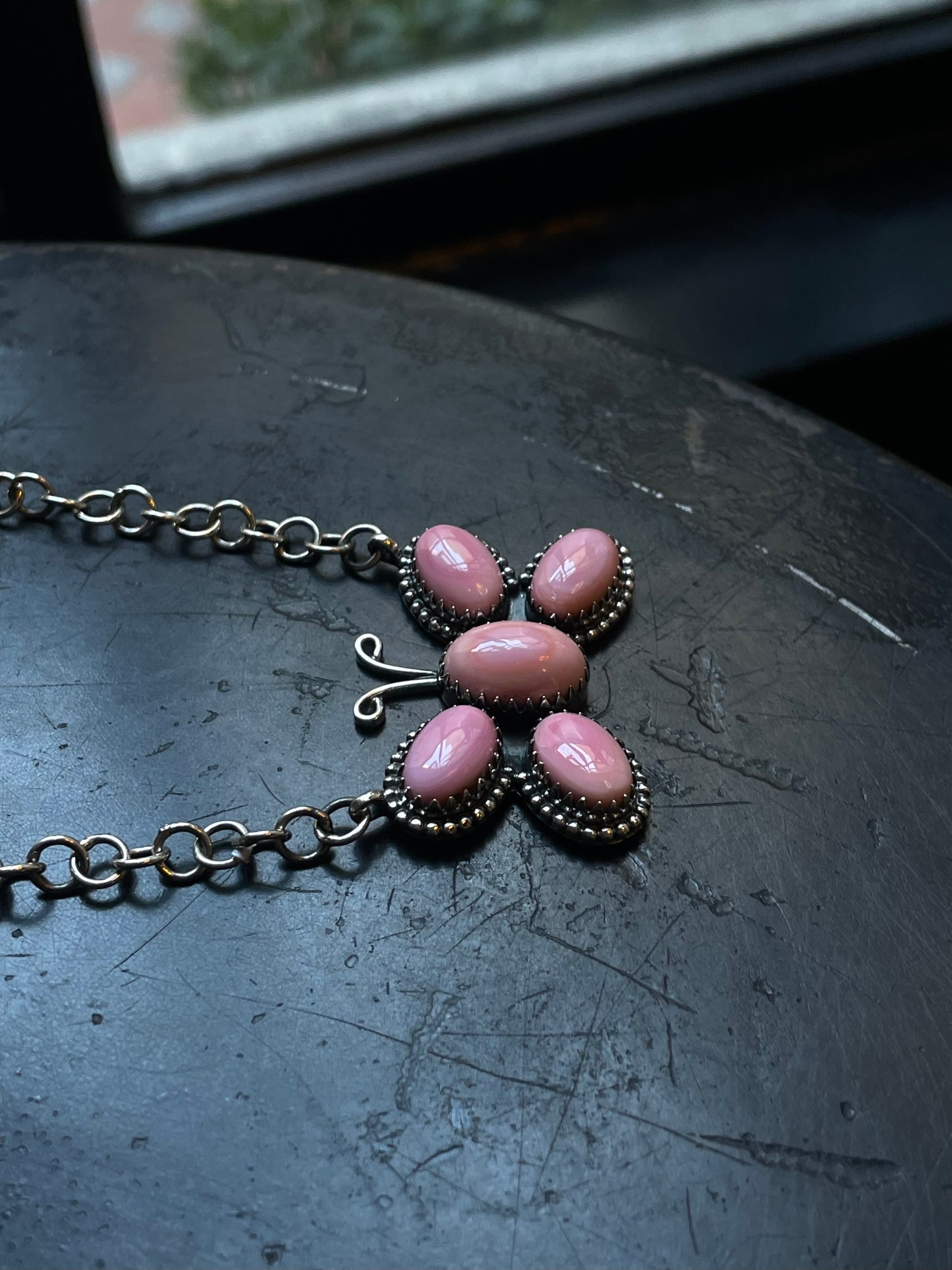Pink Butterfly Conch Necklace | 925 Sterling Silver E362