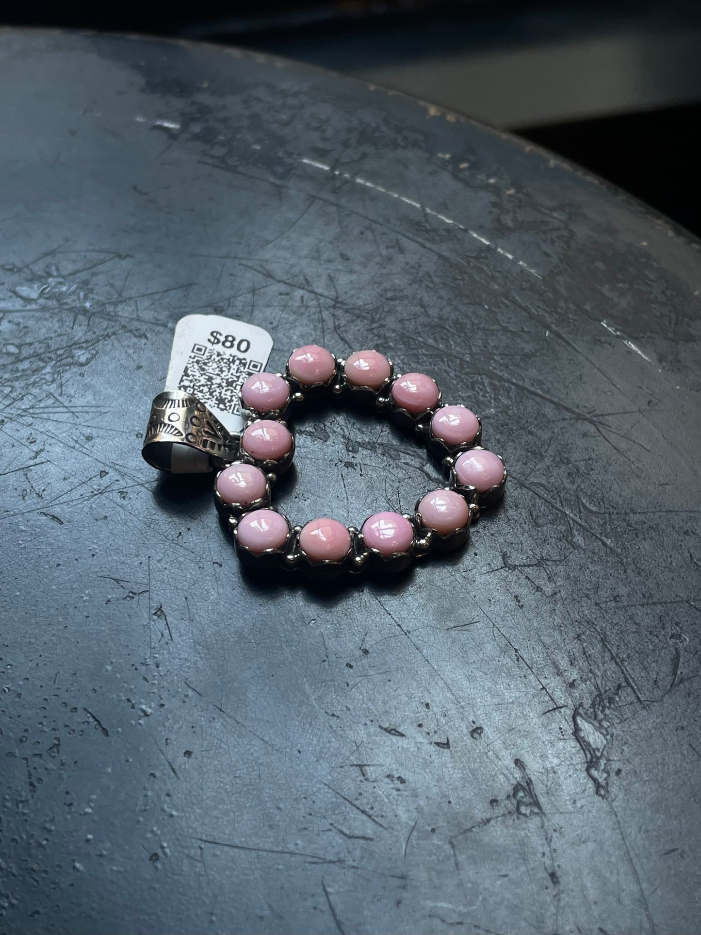 Pink Conch Heart Pendant | Sterling Silver | A602