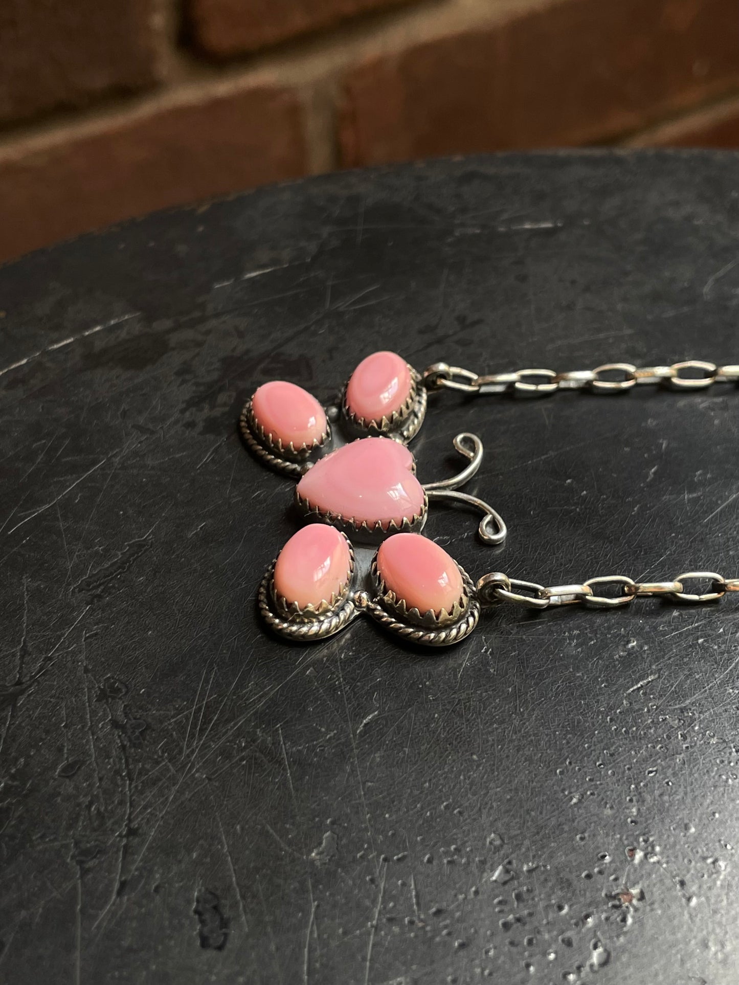 Pink Conch Butterfly Heart Necklace | 925 Sterling Silver E972
