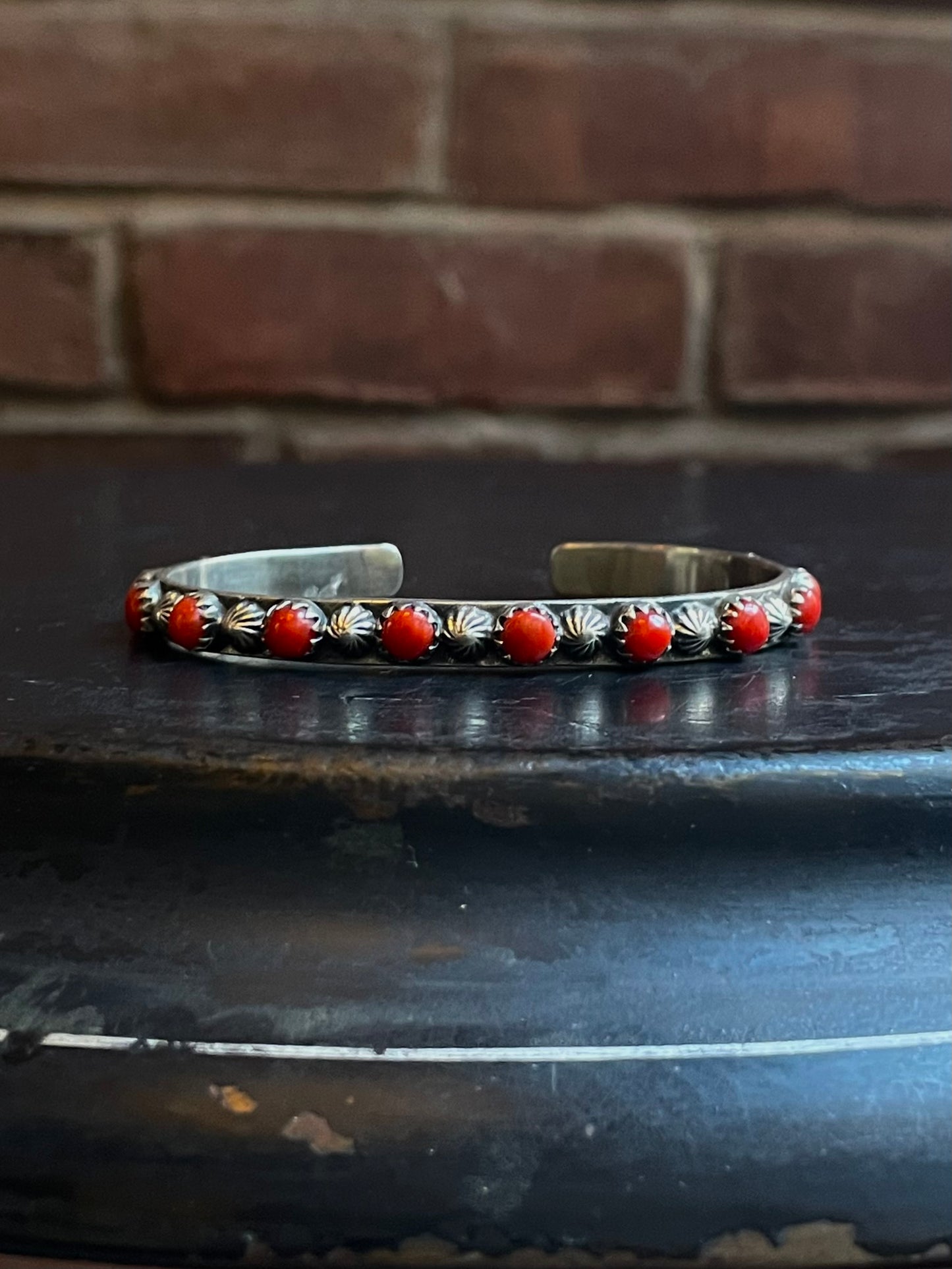 Red Coral Row Cuff | 925 Sterling Silver E499