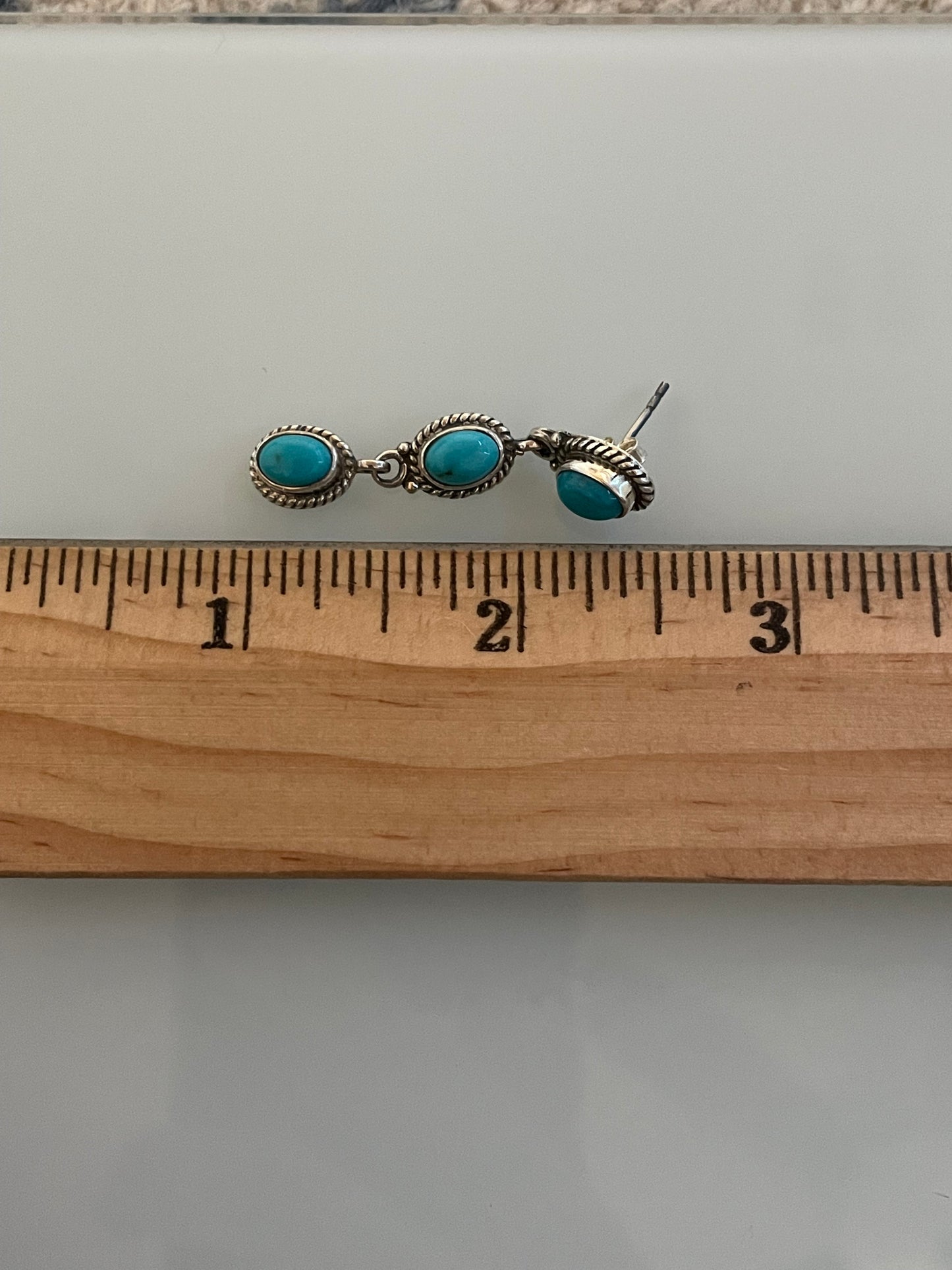 Kingman Turquoise Drop Stud Earrings | 925 Sterling Silver C982