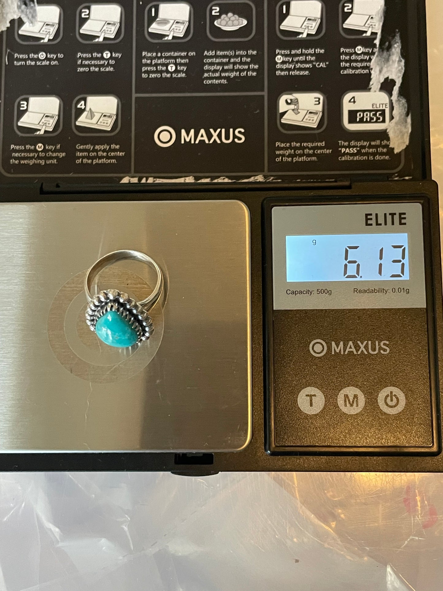 Turquoise Tear Drop Ring | 925 Sterling Silver Size 7 E460