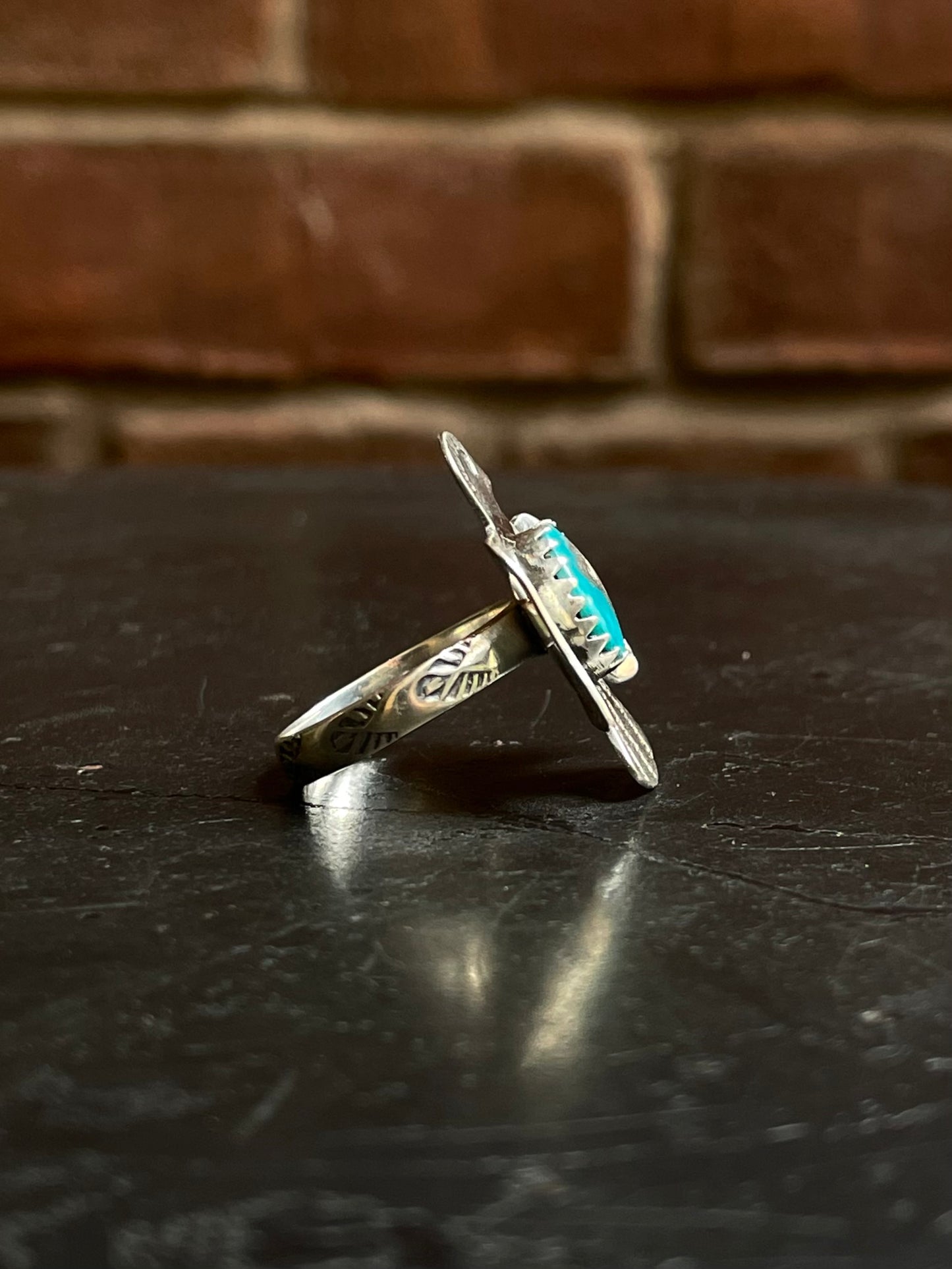 Kingman Turquoise Thunderbird Ring | Sterling Silver | Size 8.75 G302
