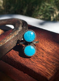 Turquoise Double Stone Ring | 925 Sterling Silver | Size 6.5 D364