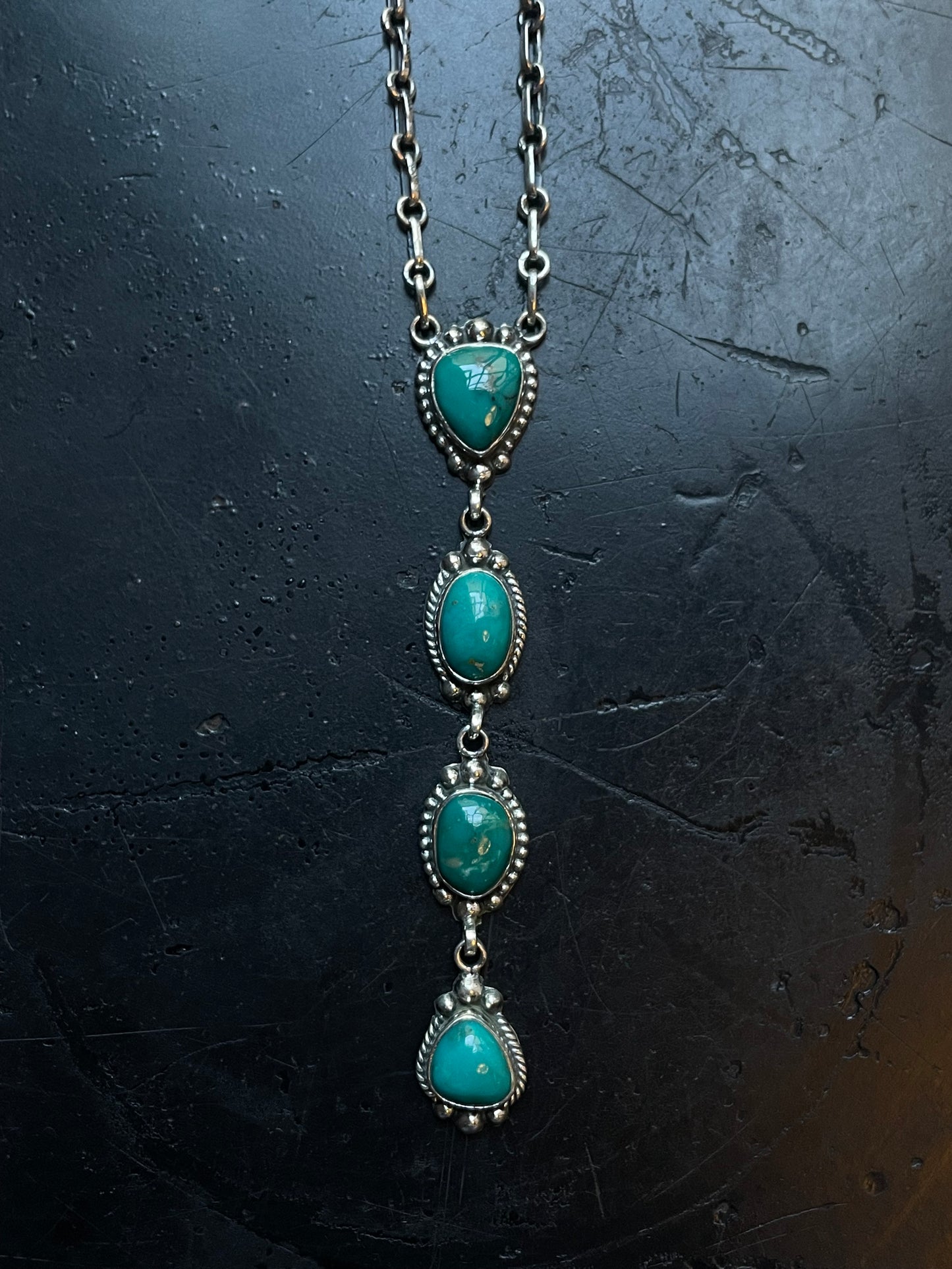 Turquoise Station Necklace | Sterling Silver 925 C647