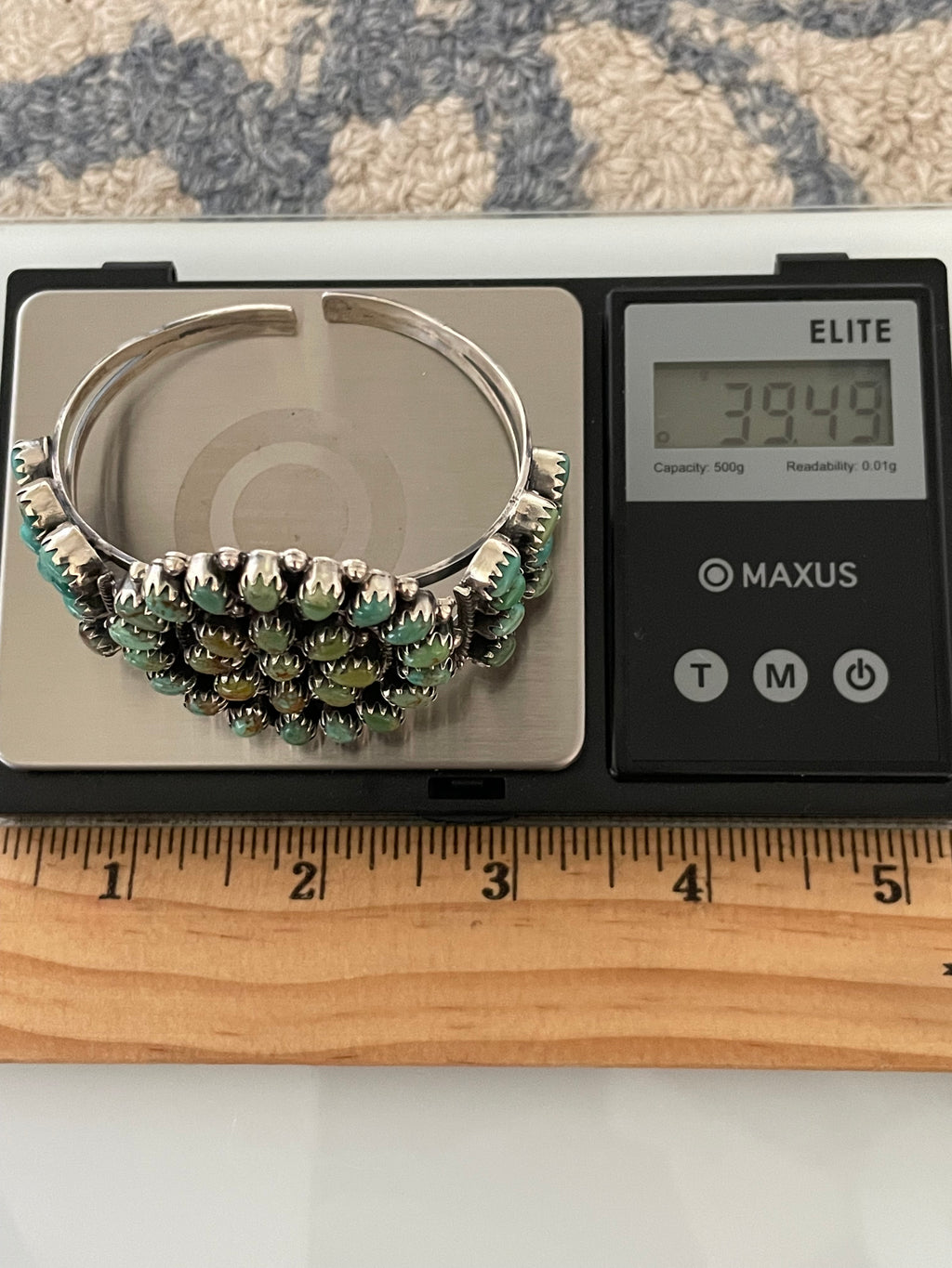 Kingman Turquoise Cluster Cuff Bracelet | 925 Sterling Silver G676