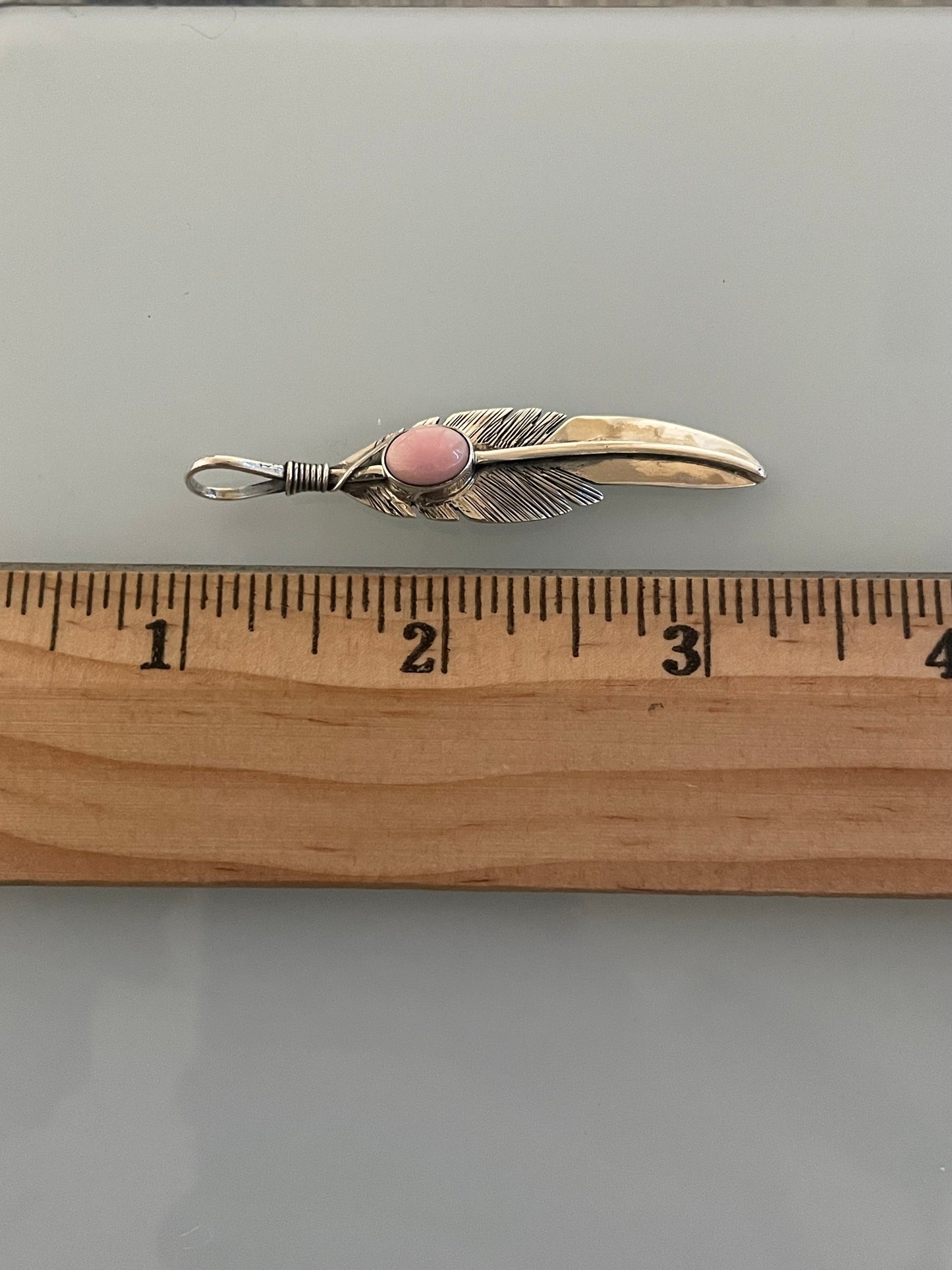 Pink Conch Feather Pendant | 925 Sterling Silver C905