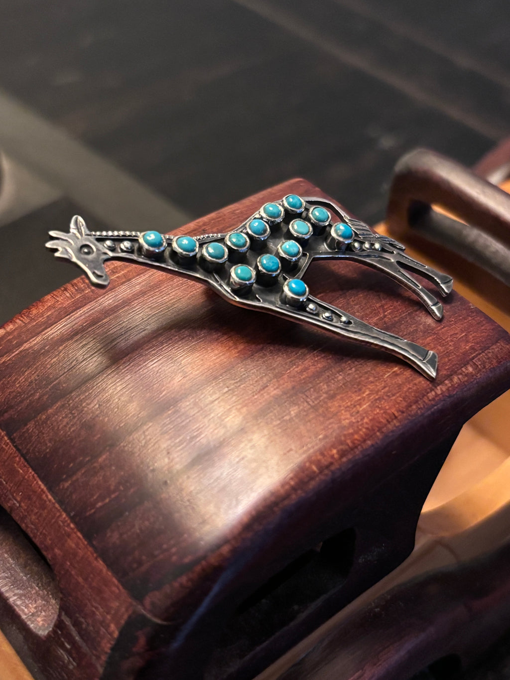 Turquoise Giraffe Pendant | 925 Sterling Silver Southwestern Style A098