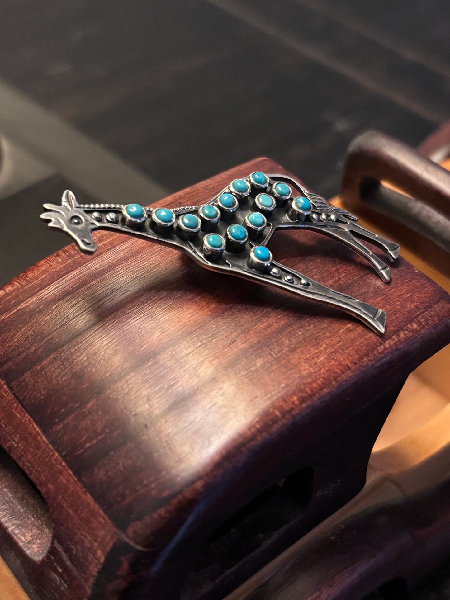 Turquoise Giraffe Pendant | 925 Sterling Silver Southwestern Style A098